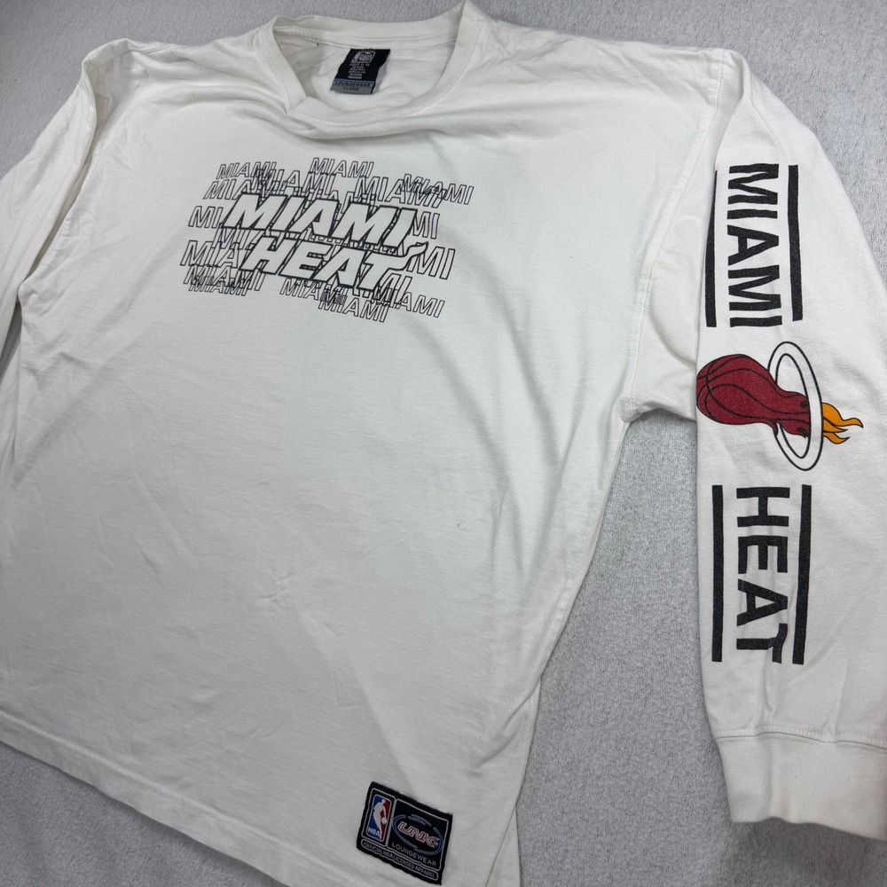 Vintage UNK Miami Heat NBA Long Sleeve Shirt White Y2K Graphic XL